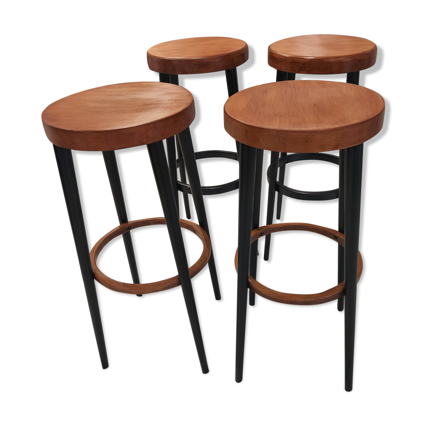Suite of 4 stools from bar bistrot baumann vintage 1960s