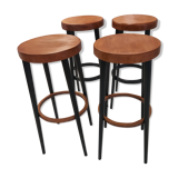Suite de 4 tabourets de bar bistrot baumann vintage années 1960