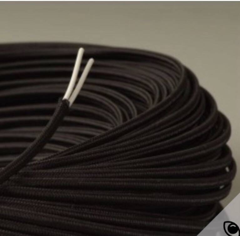 Wood trompe-l'œil lamp, 2 m fabric cable, cotton shade