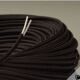 Wood trompe-l'œil lamp, 2 m fabric cable, cotton shade