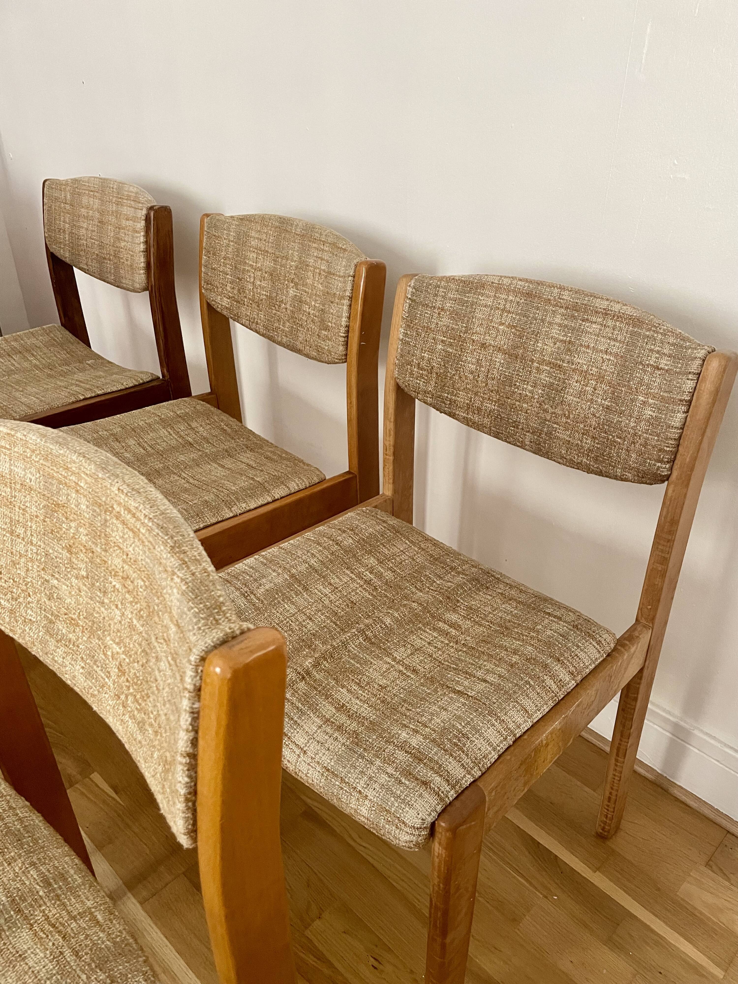 Lot of 6 vintage style Baumann wooden textile chairs.