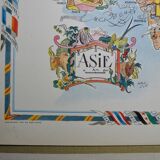 Illustrated map of Asia of Jacques Liozu world map