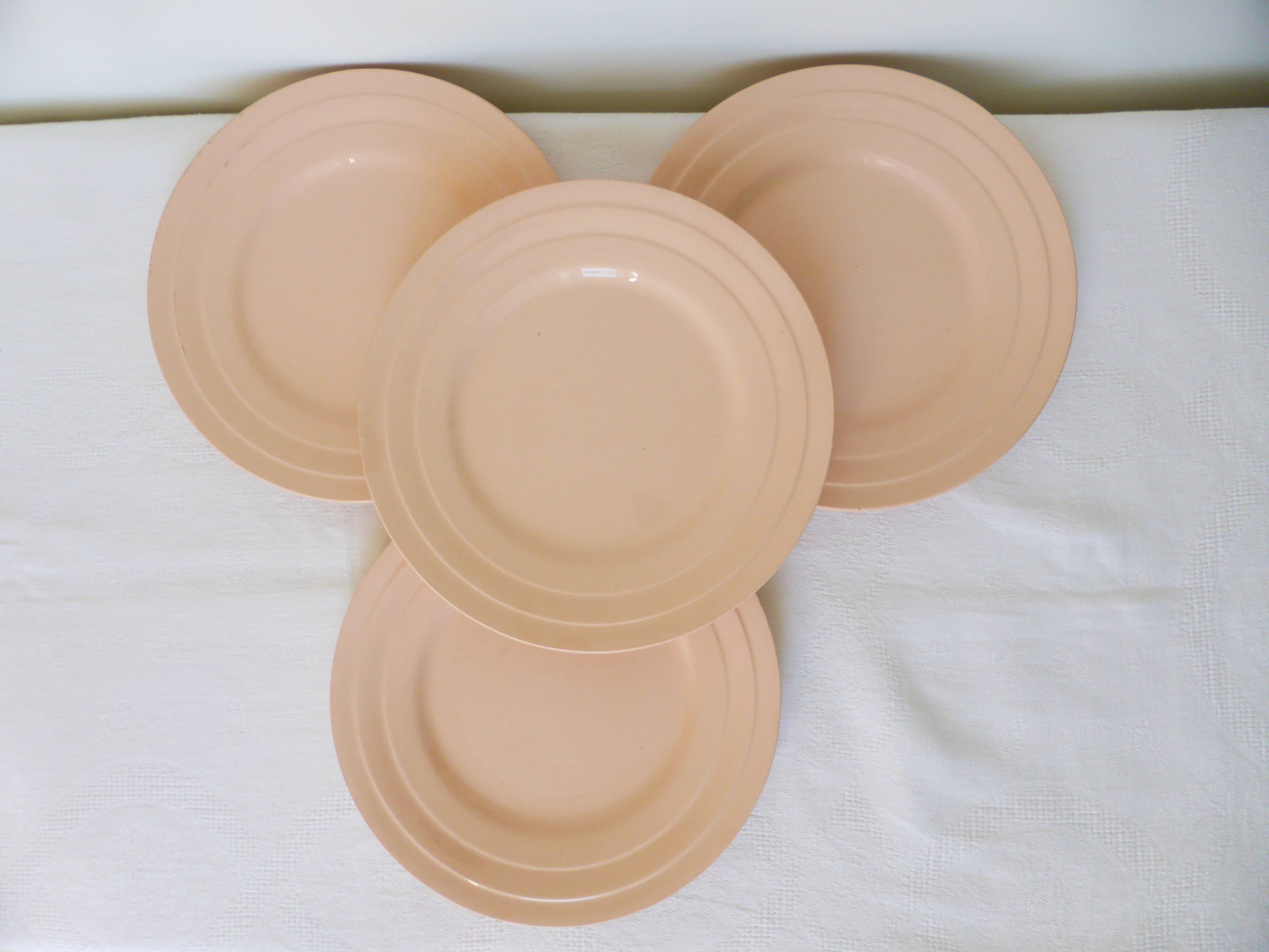 4 assiettes à dessert Art déco vintage