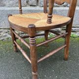 Provencal armchair, straw, vintage, early 20th century.