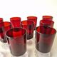 12 vintage Luminarc glasses in ruby red.