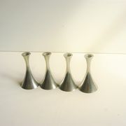 Set of 4 Art Deco candle holders by Just Andersen from the 1940s - fine elegant minimalist design.