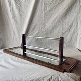 Art Deco wooden hat rack wall shelf with mirror