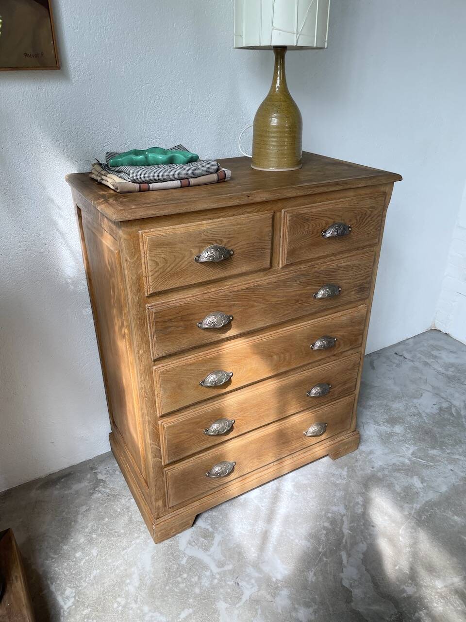 1950 oak chiffonier chest of drawers
