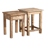 Paire de tables de chevet basses blanches anciennes (c.1920)