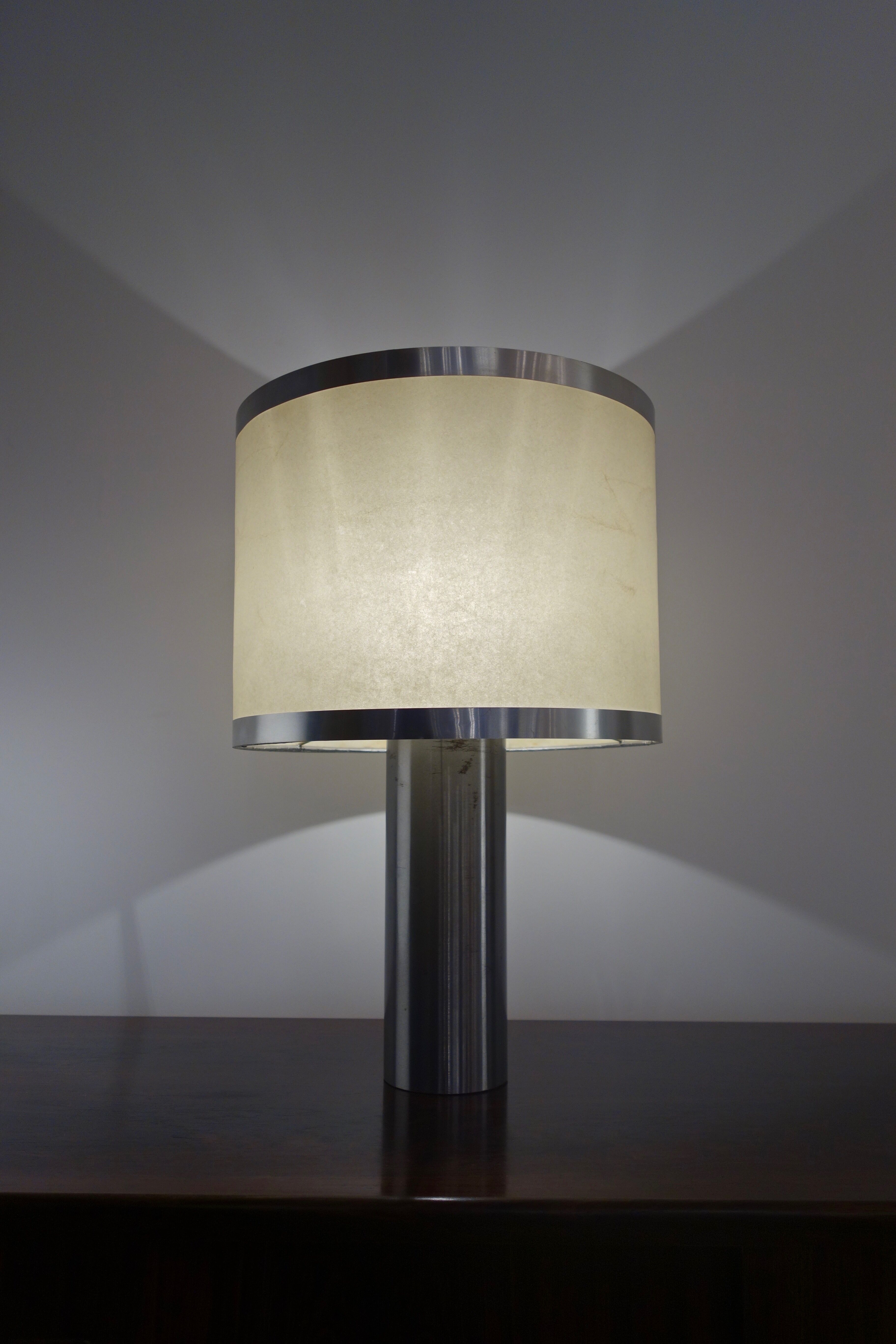 Vintage lamp in brushed aluminum from the 70s