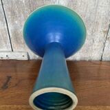 Antique Scandinavian Vintage Blue & Green Ceramic Cup Candle Holder