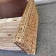 Exotic 2-seater sofa in woven banana tree / rattan and brown fabric.