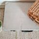 Old metal suitcase green leather handle