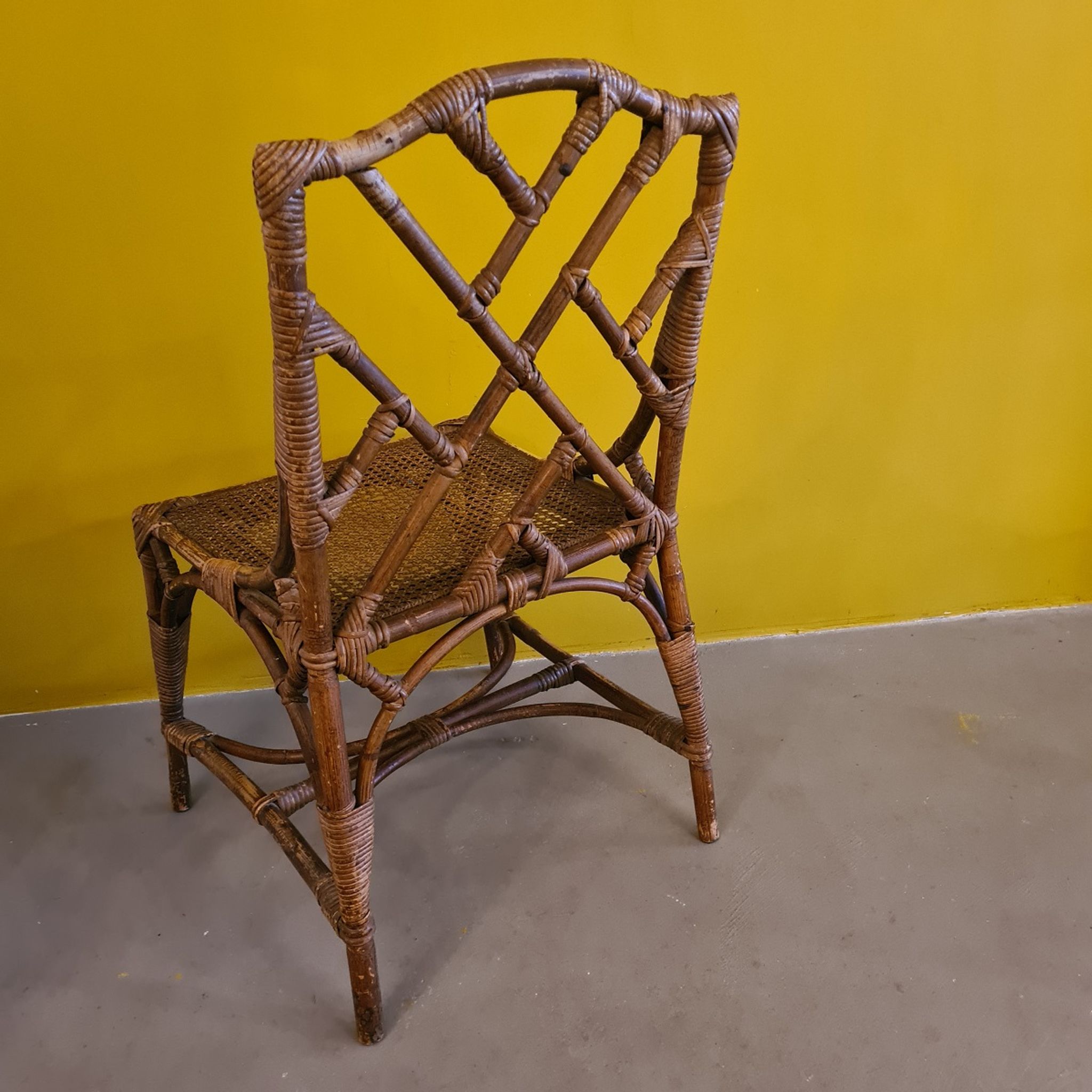 Old french chippendale bamboo chair, 1st half 20th century.