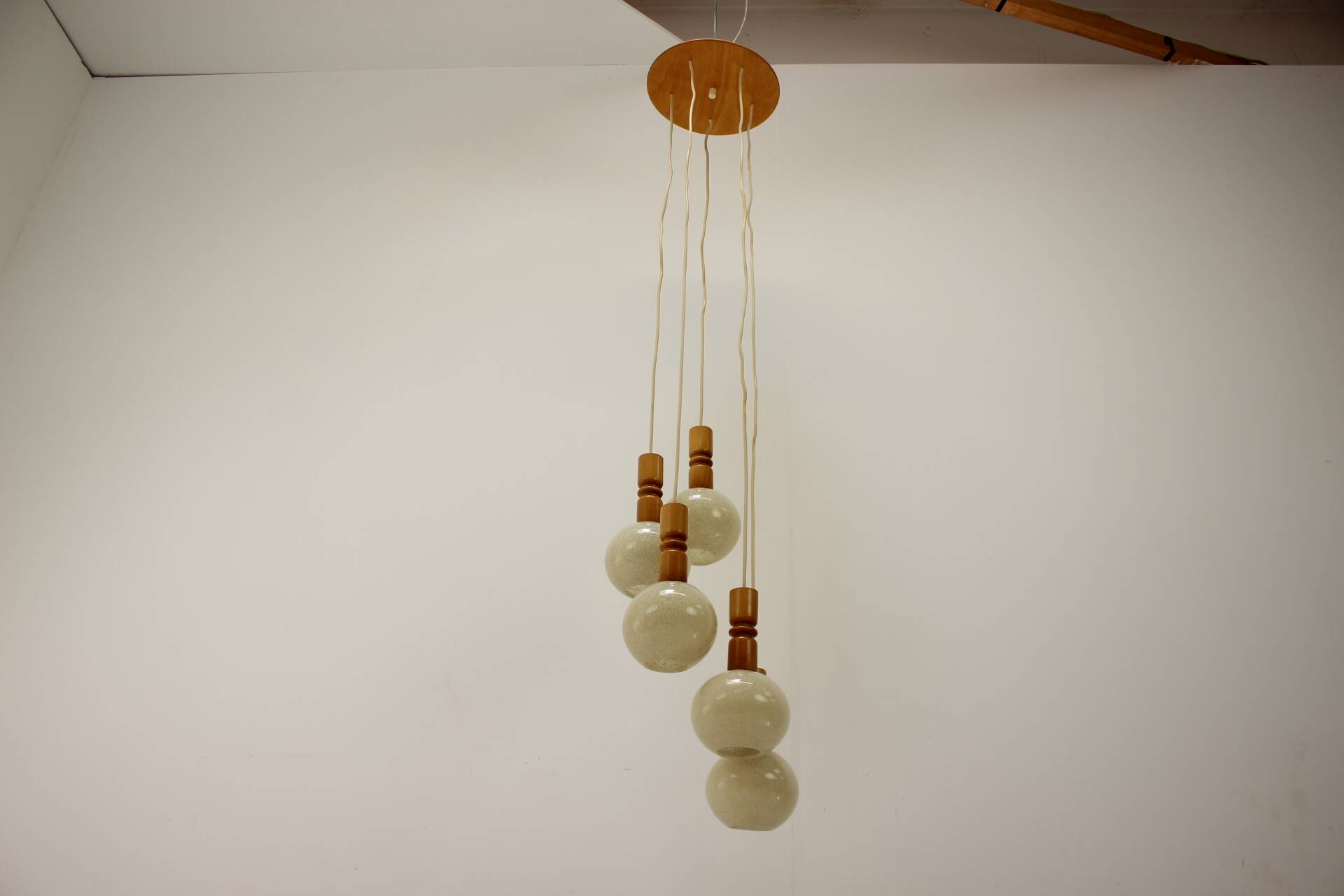 1970s Cascade Chandelier with Plastic Shades, Czechoslovakia