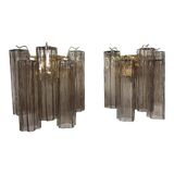 Murano Fume' Color Glass "Tronchi" Wall Sconces - a Pair