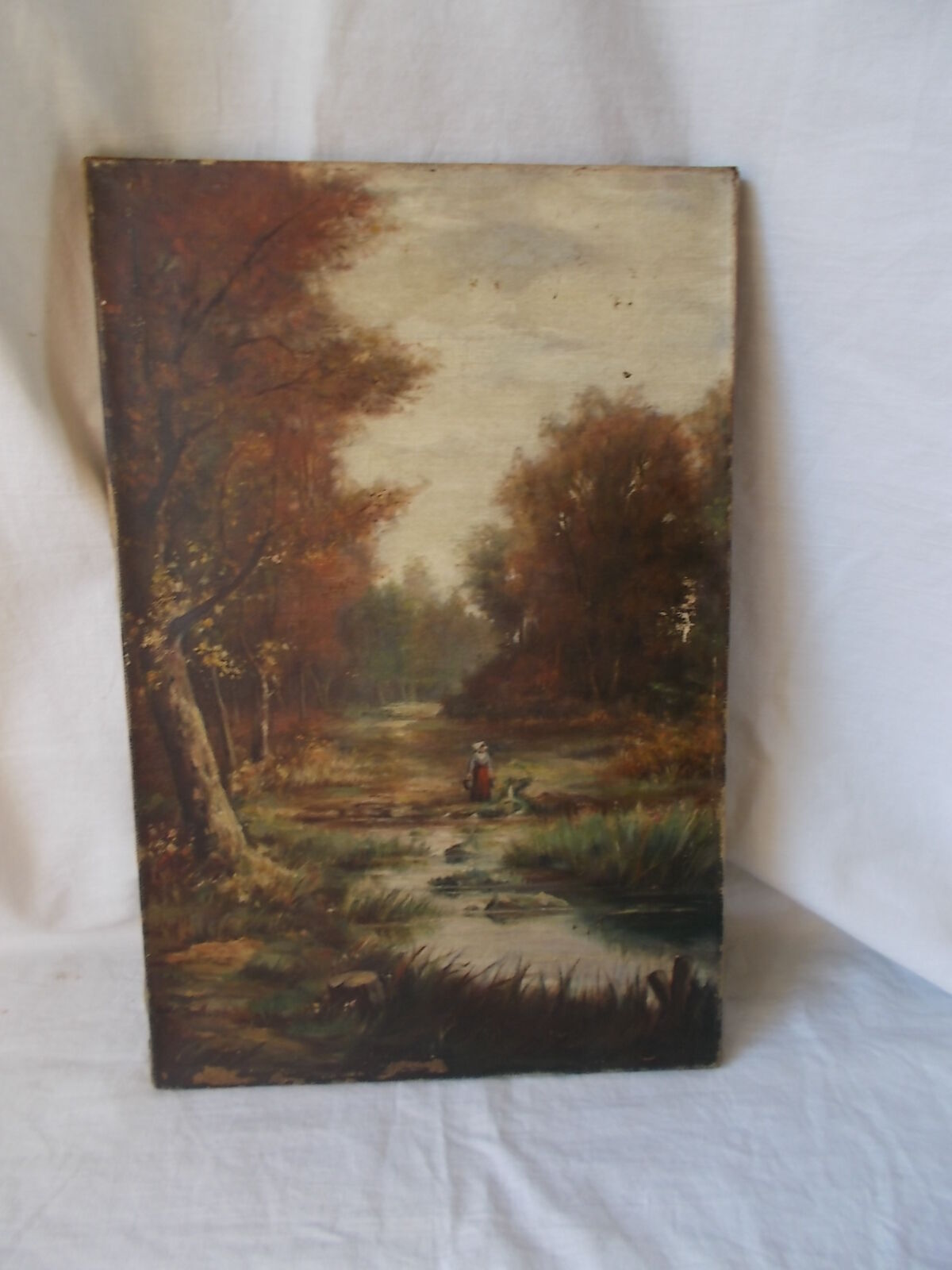 Pair of old paintings "painting landscape on canvas"