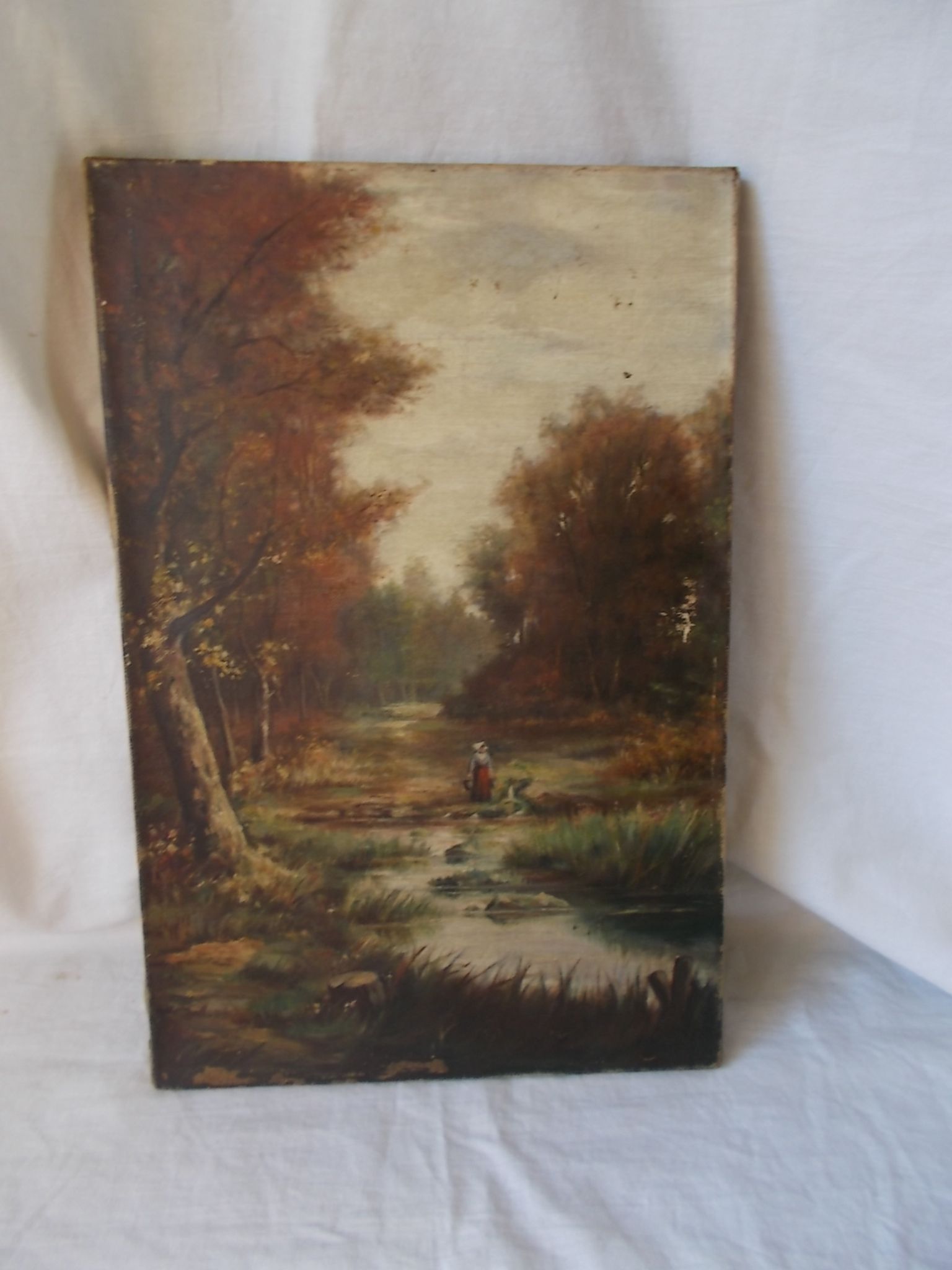 Pair of antique paintings "landscape oil on canvas"