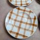 Set of 6 vintage deep plates Moulin des Loups – Checkered pattern