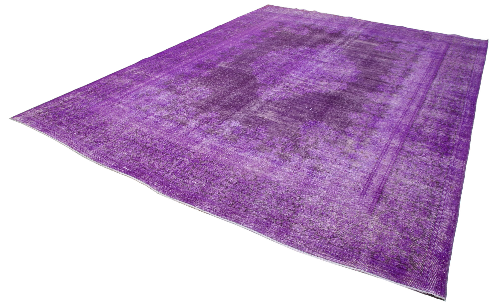 Handmade persian overdyed 292 cm x 401 cm purple wool rug