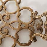 Trivet, tray with openwork brass handles, apple patterns, 70s