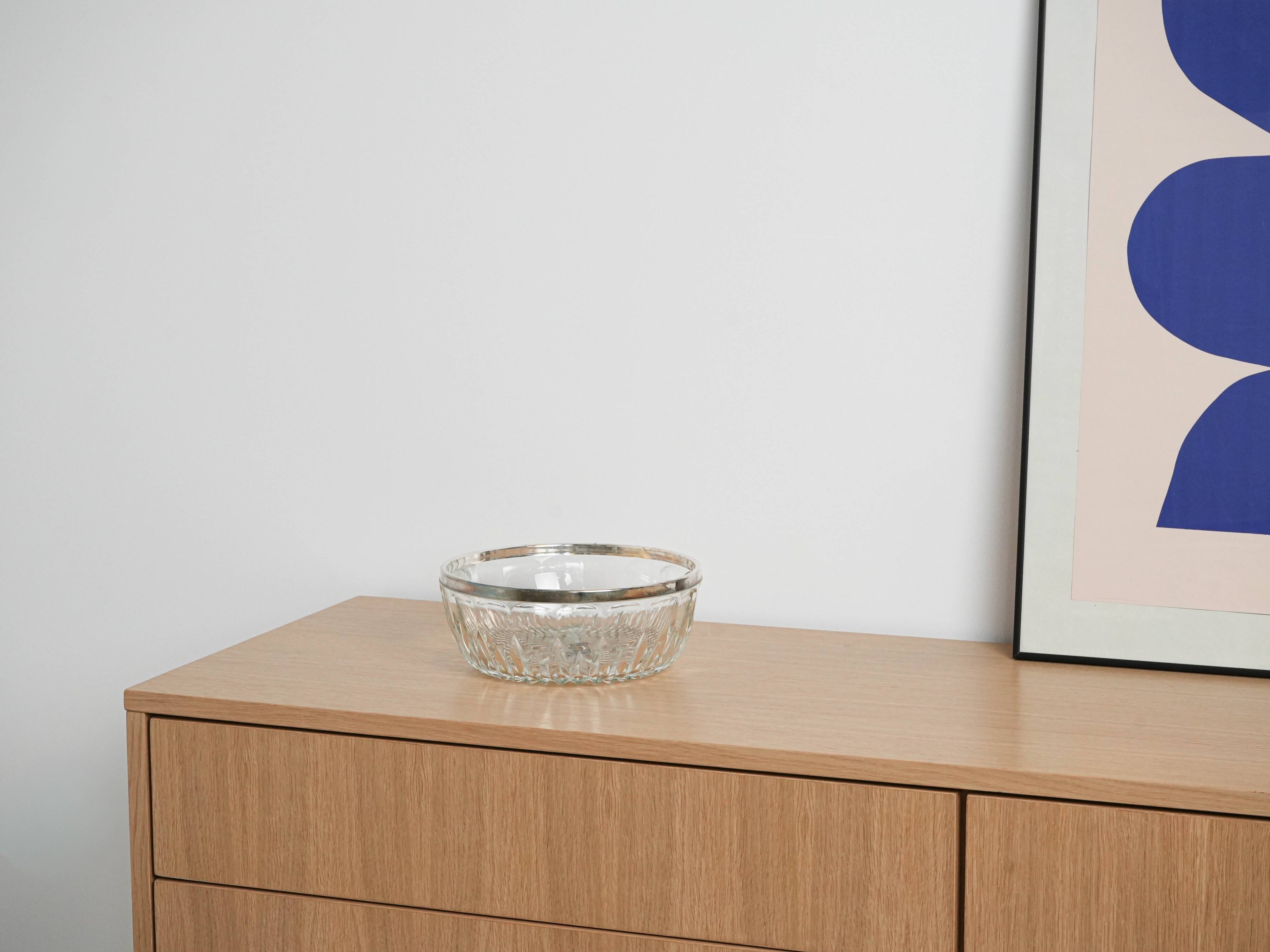 Crystal bowl, Italian design, 1960s, made in Italy