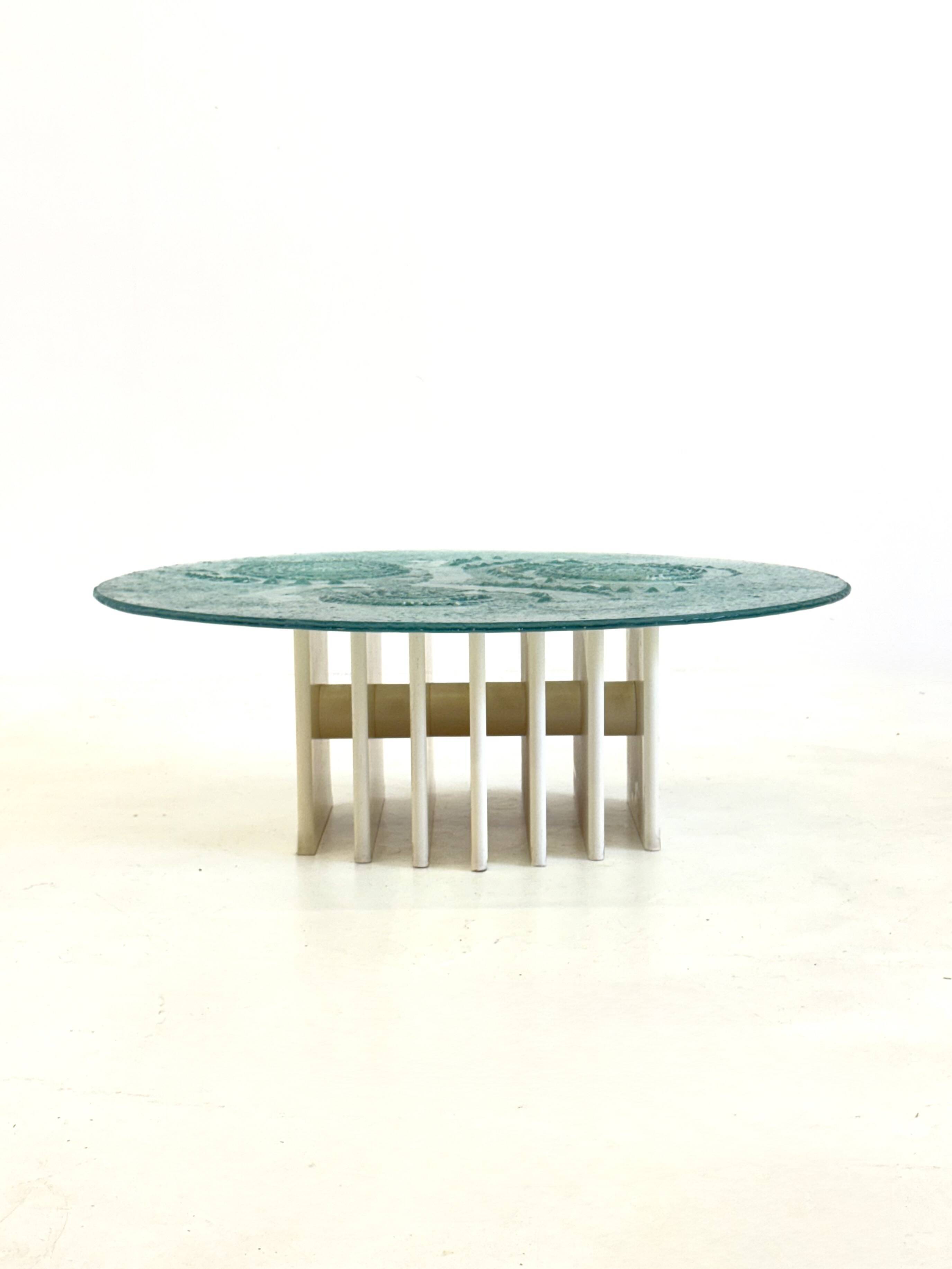 Table basse sculpturale Heinz Lilienthal avec plateau en verre