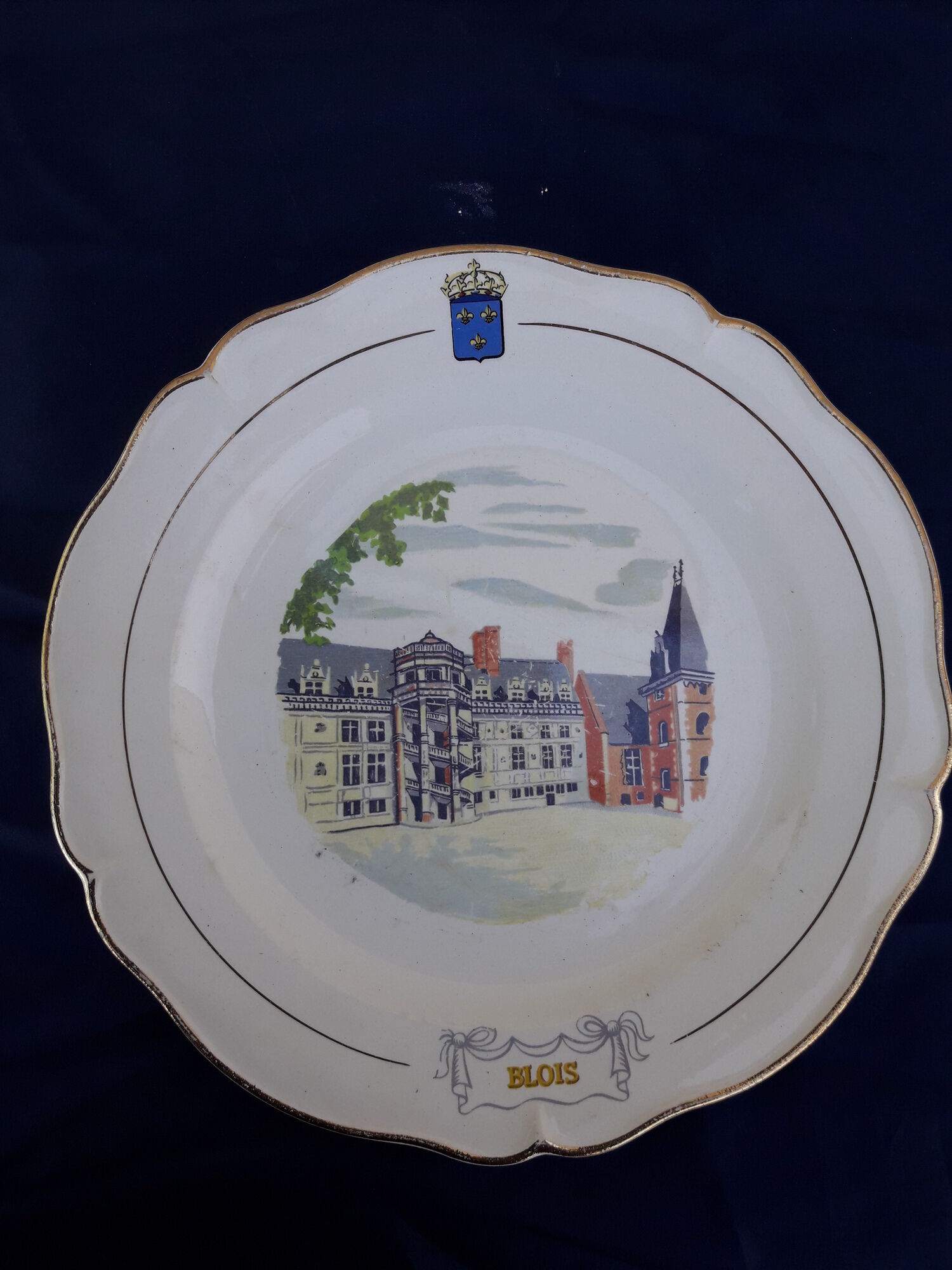 11 plates of earthenware from Gien model Châteaux de la Loire ar 22 cmmoiries diam