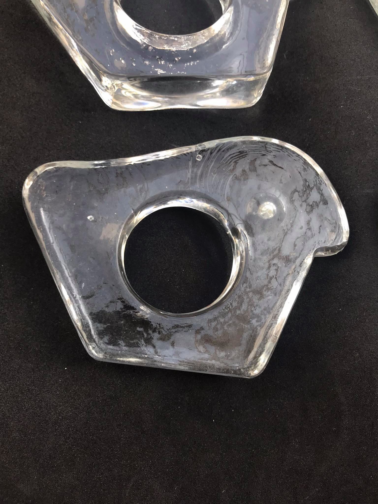 Pukeberg Sweden glass towel rings