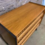 Old dresser oak and rattan 1960