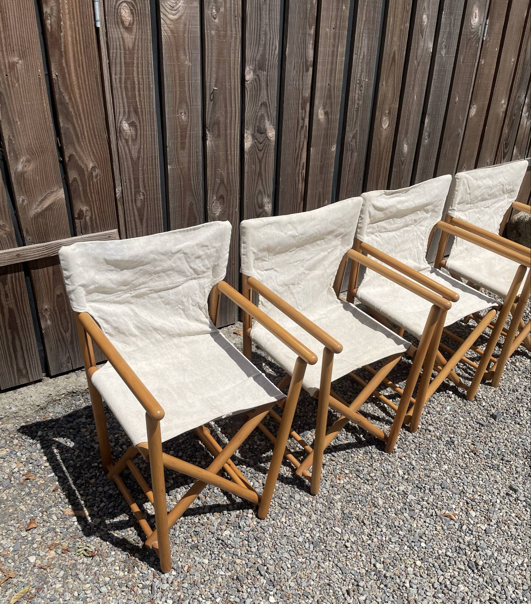 4 mid-century safari folding chairs
