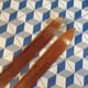 Pair of vintage wooden skis L=203
