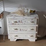 Small patinated art deco chest of drawers