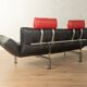 de Sede | Reto Frigg DS 140 sofa, 1980s, black leather & chrome, adjustable headrests