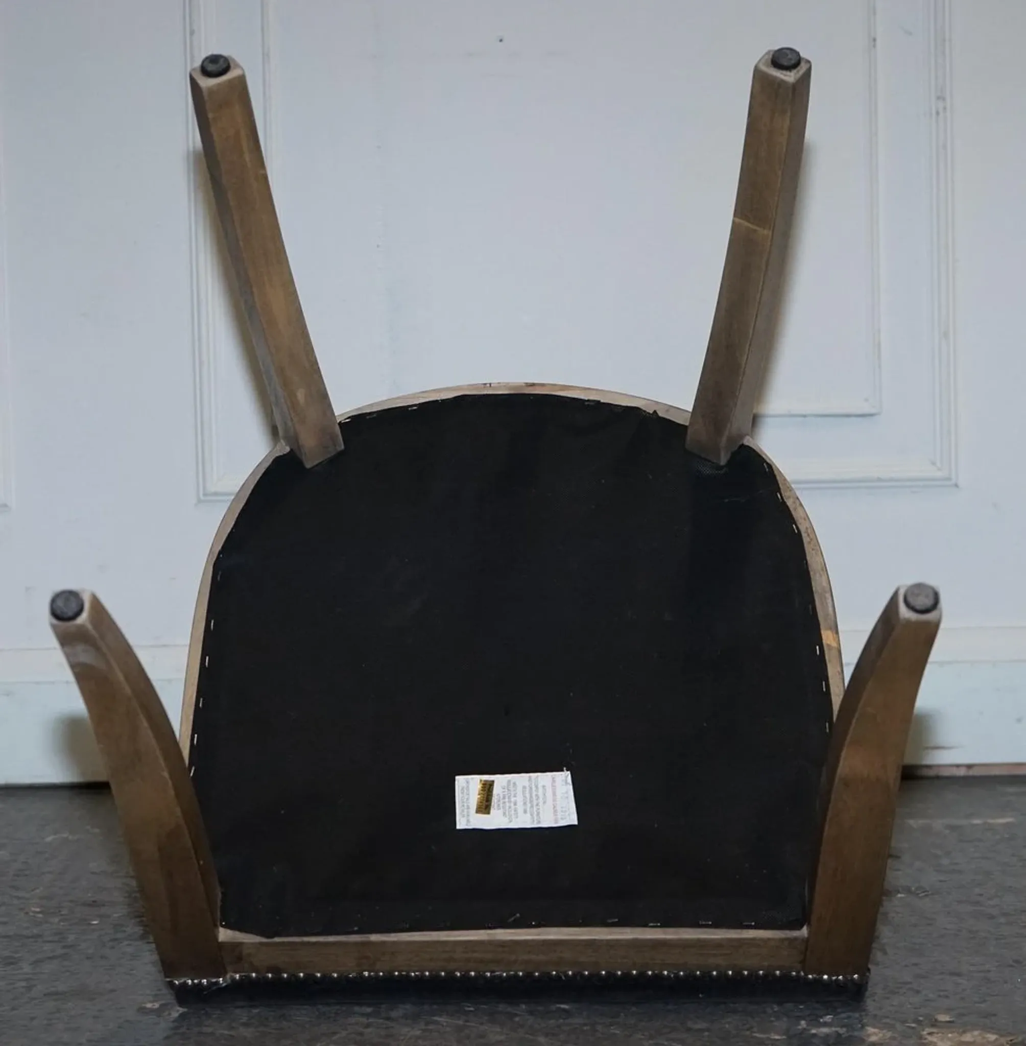 Vintage Office or Dining Chair in Navy Blue Velvet with Halo Studs