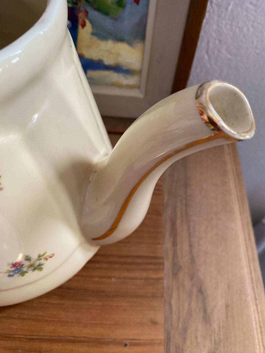 Old teapot or coffee maker in English style.