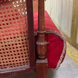 Banquette bois et velours circa 1900