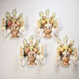 Pair of Italian hand-carved and painted wooden sconces