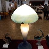 Glass paste lamp signed