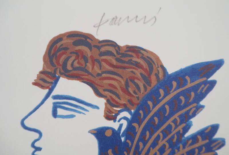 Alekos FASSIANOS: Olympic Games, Athlete with branches and dove, Signed lithograph