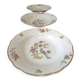 Set of 3 deep plates Digoin & Sarreguemines, paradise bird