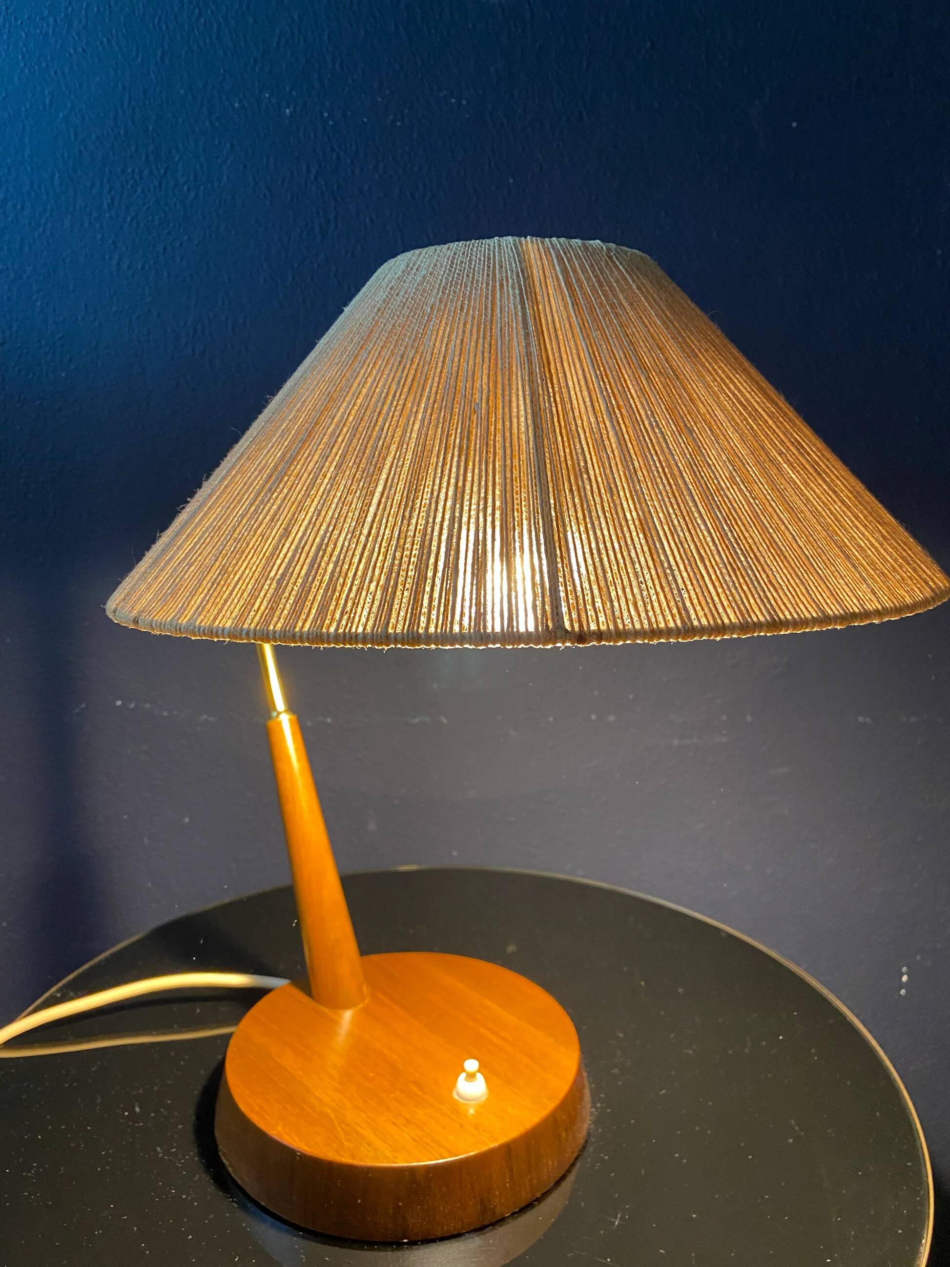 Mid-century modern Temde sisal desk lamp, Germany / Switzerland 1960s