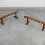 Pair of rustic Oak Benches, France, 1850