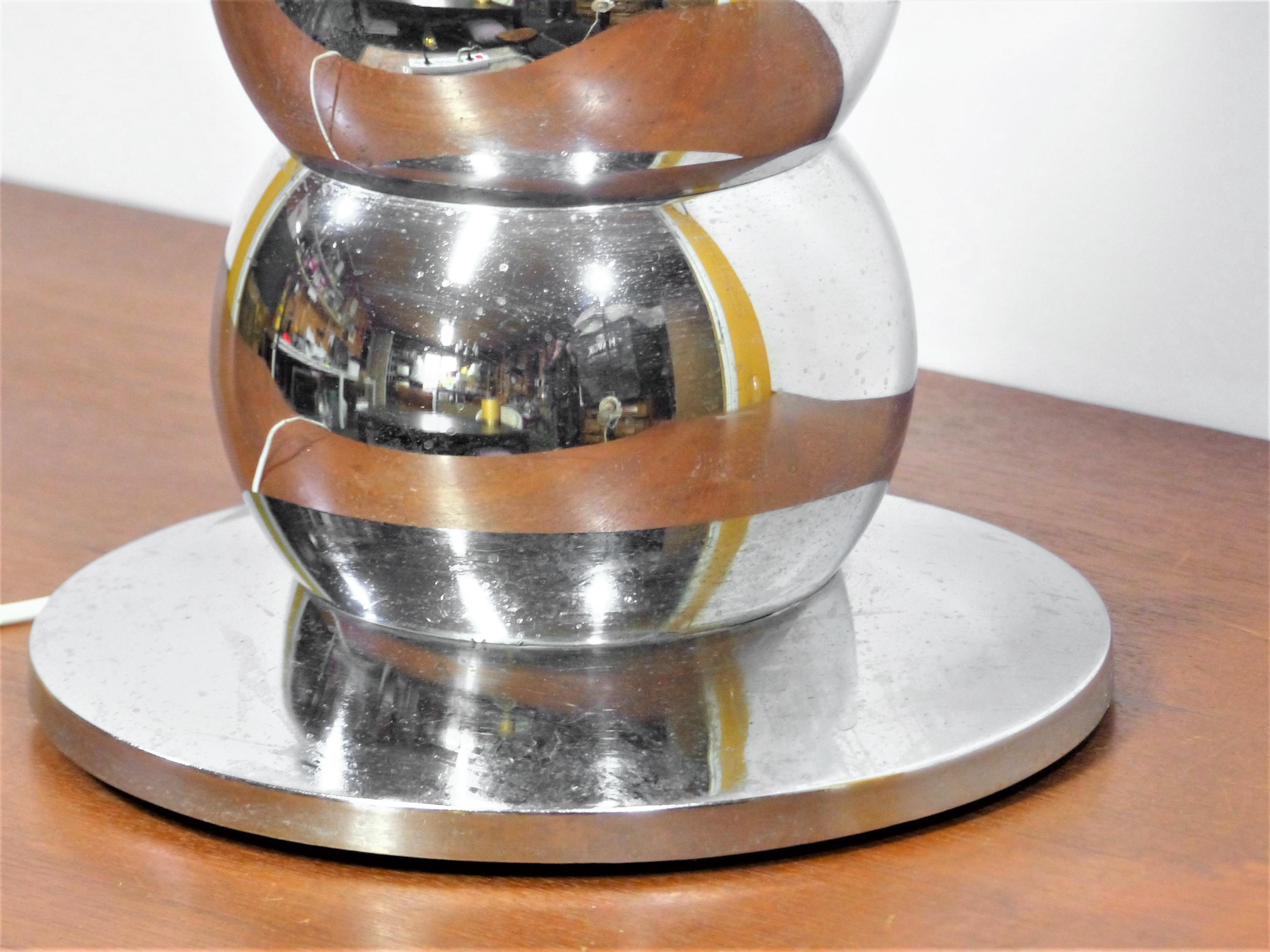 Pied de lampe space age chromée 1970