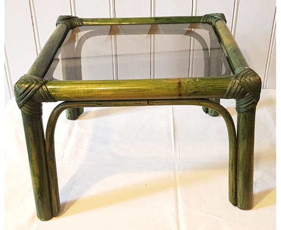 Green rattan coffee table