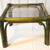 Green rattan coffee table