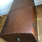 Ancient wooden and faux leather trunk