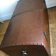 Ancient wooden and faux leather trunk