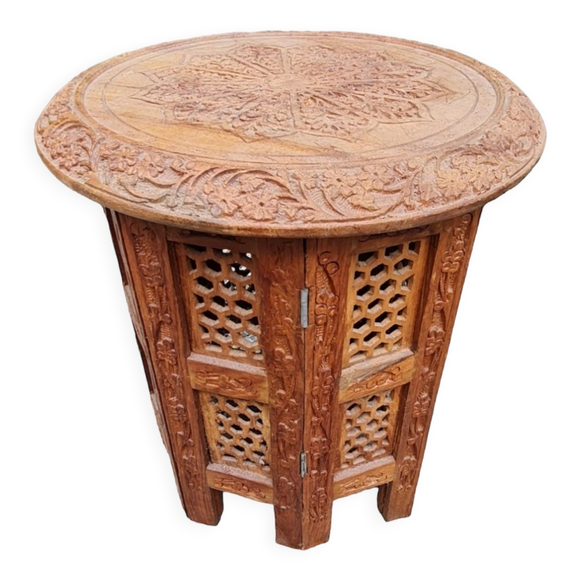 Folding wooden side table