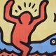 Tapis vintage 'Dolphin Ride' conçu par Keith Haring, années 1990.